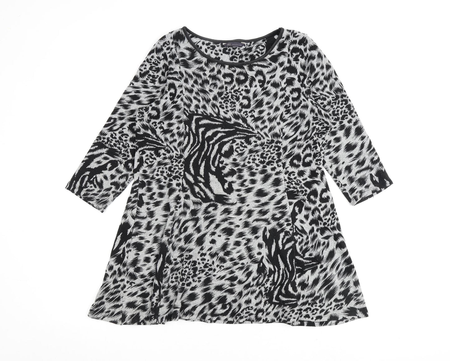 Marks and Spencer Womens Grey Animal Print Polyester A-Line Size 14 Round Neck Pullover