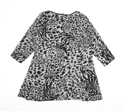 Marks and Spencer Womens Grey Animal Print Polyester A-Line Size 14 Round Neck Pullover