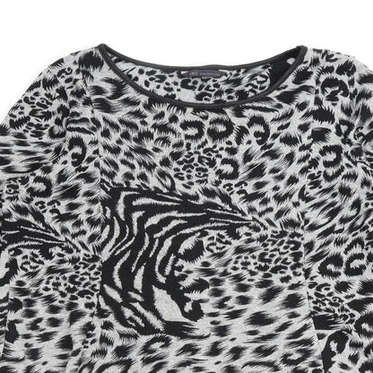 Marks and Spencer Womens Grey Animal Print Polyester A-Line Size 14 Round Neck Pullover