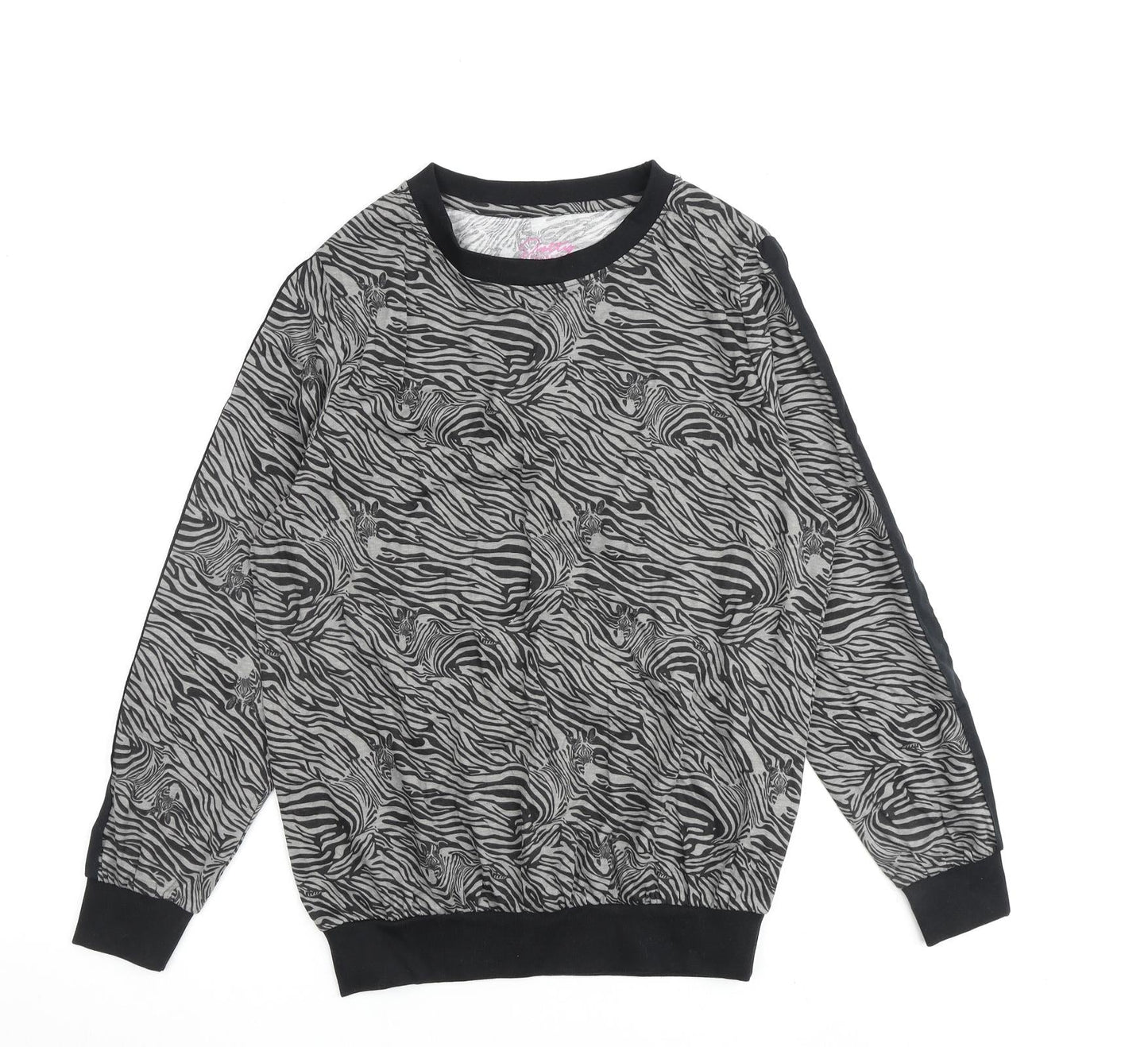 Pretty Secrets Womens Grey Animal Print Polyester Pullover Sweatshirt Size 8 Pullover