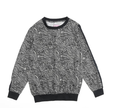 Pretty Secrets Womens Grey Animal Print Polyester Pullover Sweatshirt Size 8 Pullover