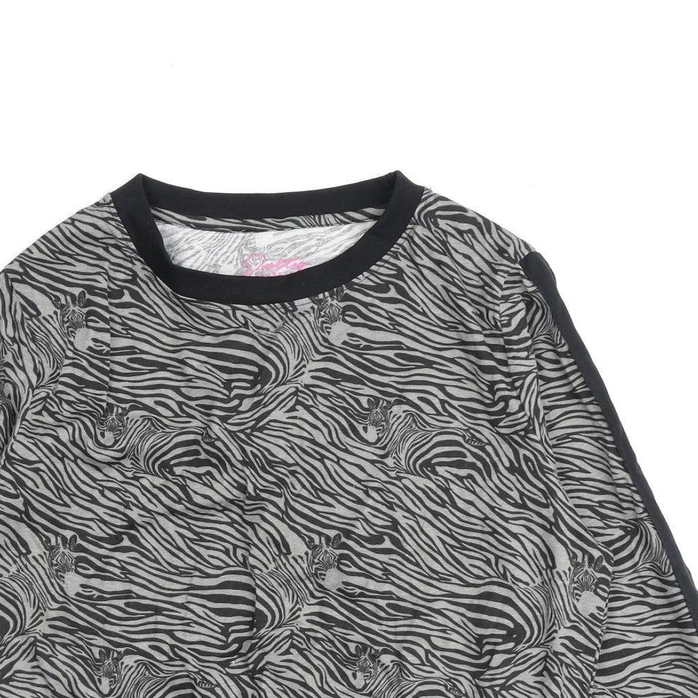 Pretty Secrets Womens Grey Animal Print Polyester Pullover Sweatshirt Size 8 Pullover