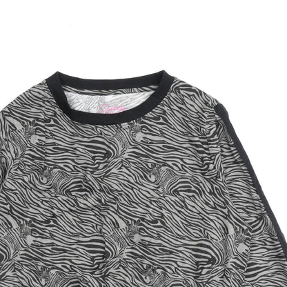 Pretty Secrets Womens Grey Animal Print Polyester Pullover Sweatshirt Size 8 Pullover