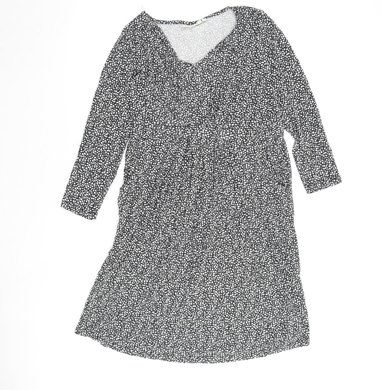 JoJo Maman Bébé Womens Black Geometric Viscose A-Line Size S V-Neck Pullover