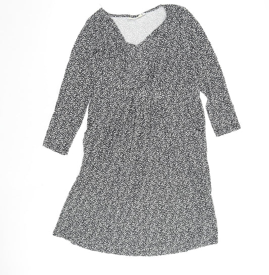 JoJo Maman Bébé Womens Black Geometric Viscose A-Line Size S V-Neck Pullover