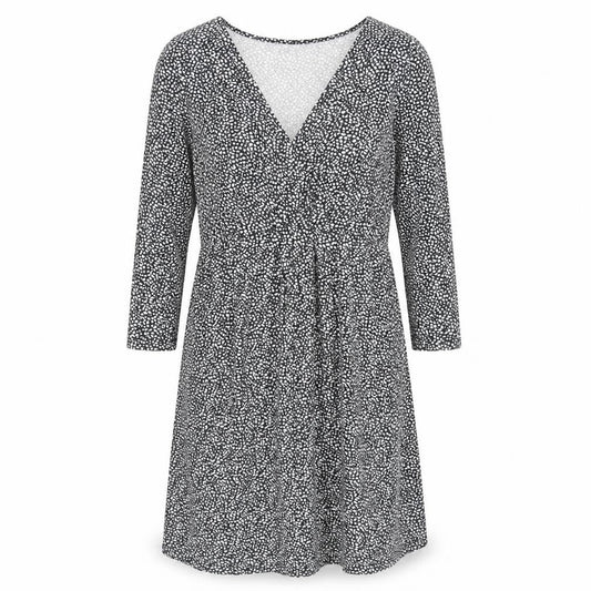 JoJo Maman Bébé Womens Black Geometric Viscose A-Line Size S V-Neck Pullover