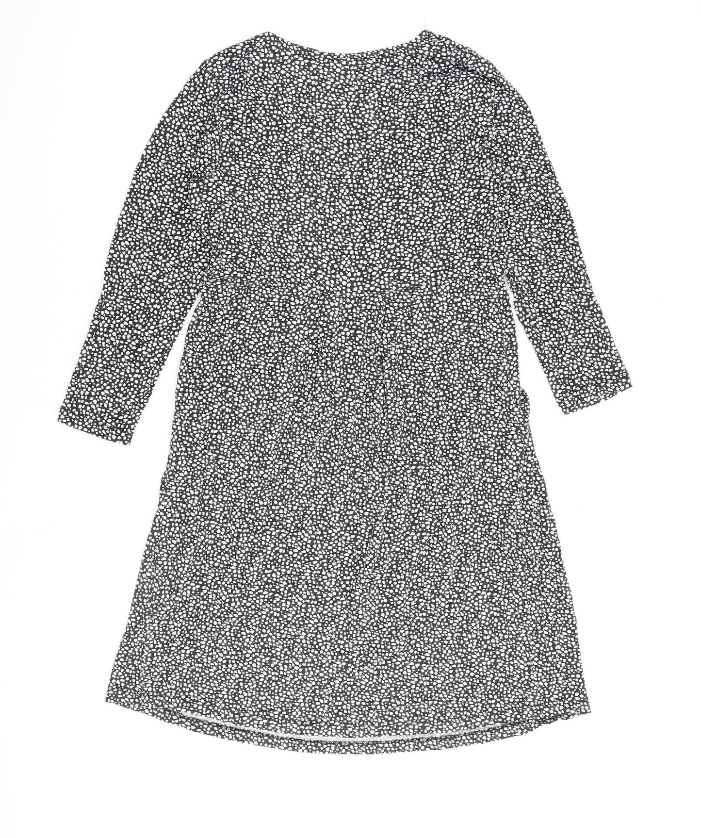 JoJo Maman Bébé Womens Black Geometric Viscose A-Line Size S V-Neck Pullover