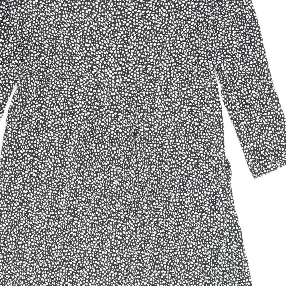 JoJo Maman Bébé Womens Black Geometric Viscose A-Line Size S V-Neck Pullover