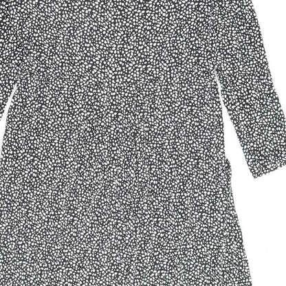 JoJo Maman Bébé Womens Black Geometric Viscose A-Line Size S V-Neck Pullover