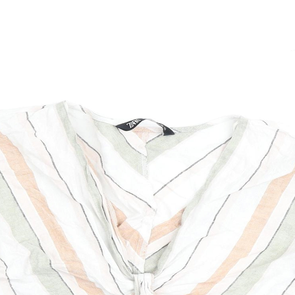 Womens UK Size XS Zara Multicoloured Basic Blouse