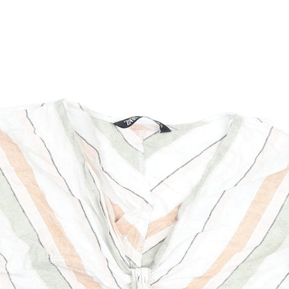 Womens UK Size XS Zara Multicoloured Basic Blouse