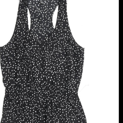 FOREVER 21 Womens Black Polka Dot Polyester A-Line Size M Round Neck Button