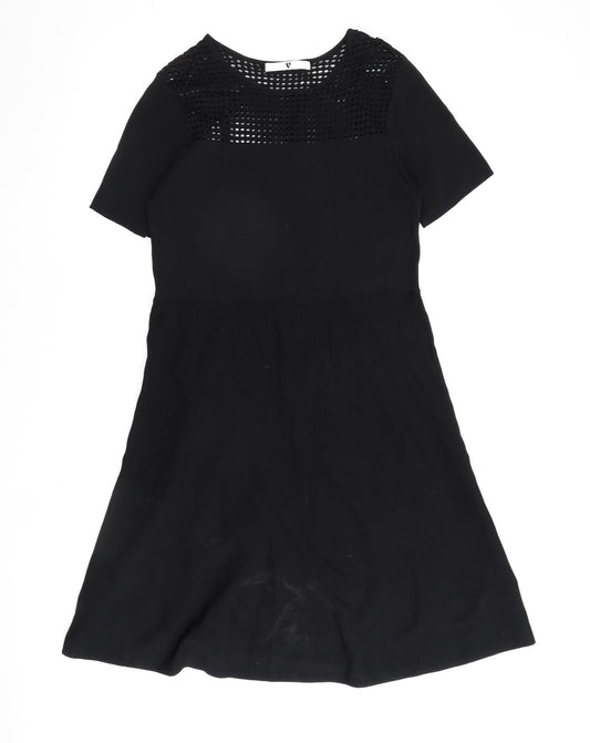 Very Womens Black Viscose A-Line Size 14 Round Neck Pullover