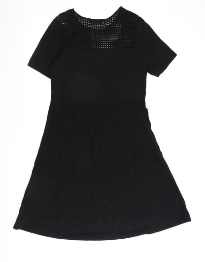 Very Womens Black Viscose A-Line Size 14 Round Neck Pullover