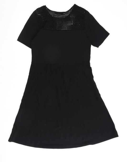 Very Womens Black Viscose A-Line Size 14 Round Neck Pullover