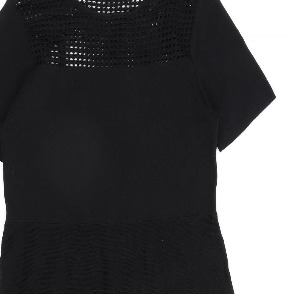 Very Womens Black Viscose A-Line Size 14 Round Neck Pullover