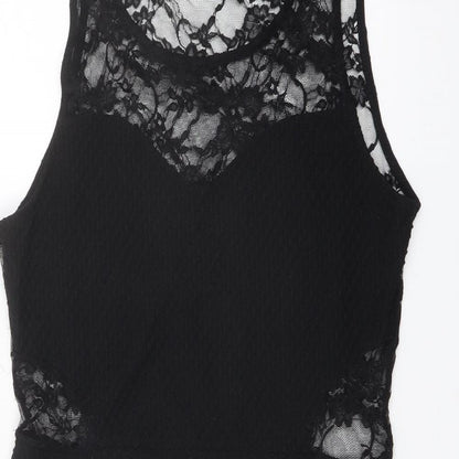 Quiz Womens Black Polyester Pencil Dress Size 16 Round Neck Pullover