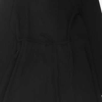 Topshop Womens Black Polyester Wrap Dress Size 12 V-Neck Tie