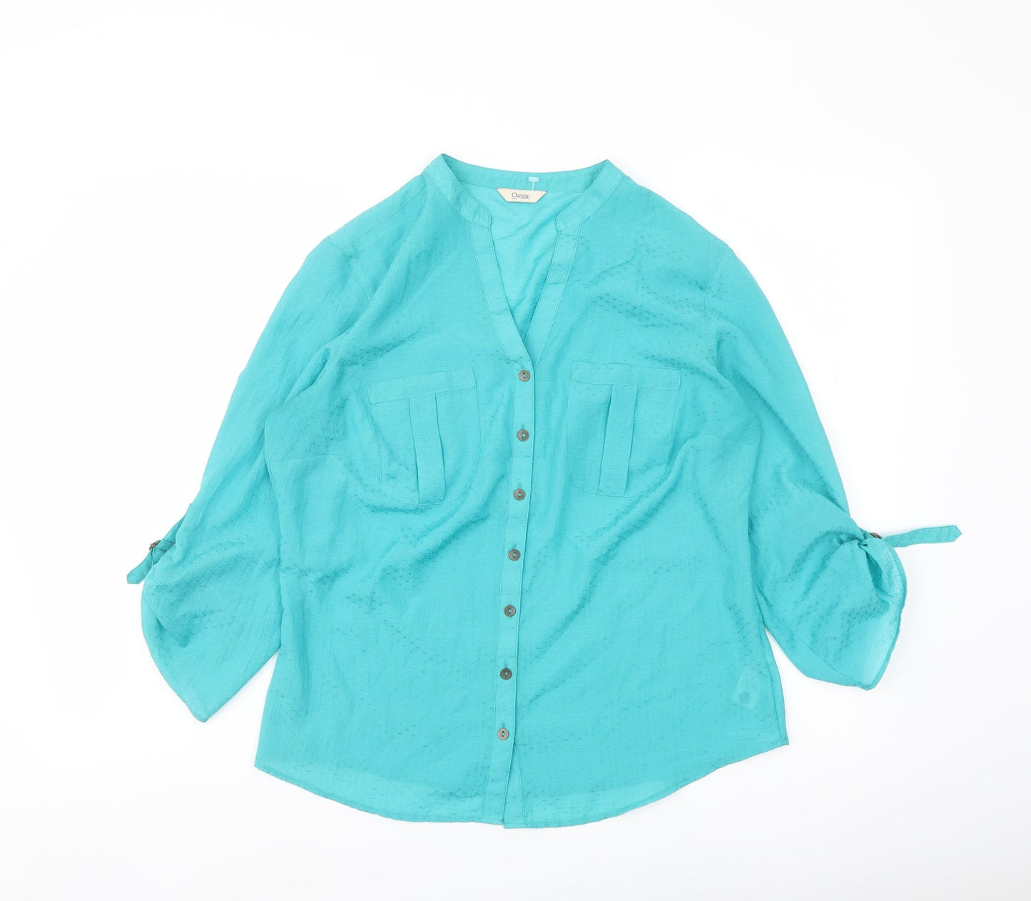Womens UK Size 12 Marks and Spencer Green Basic Button-Up