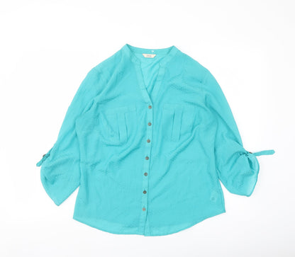 Womens UK Size 12 Marks and Spencer Green Basic Button-Up