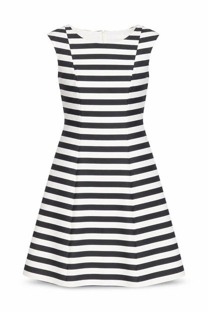 Zara Womens Blue Striped Cotton A-Line Size S Boat Neck Zip