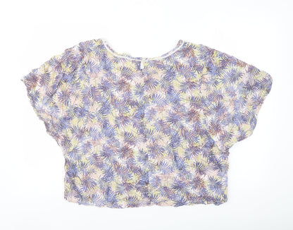 Indigo Womens Multicoloured Floral Viscose Basic Blouse Size 18 Boat Neck