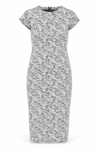 Miss Selfridge Womens White Floral Cotton Bodycon Size 8 Crew Neck Zip