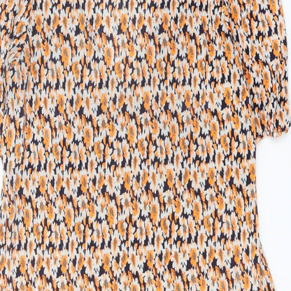 ASOS Womens Orange Floral Polyester Fit & Flare Size 12 V-Neck Pullover