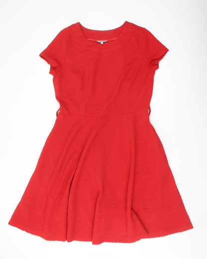 Per Una Womens Red Polyester A-Line Size 14 Round Neck Pullover