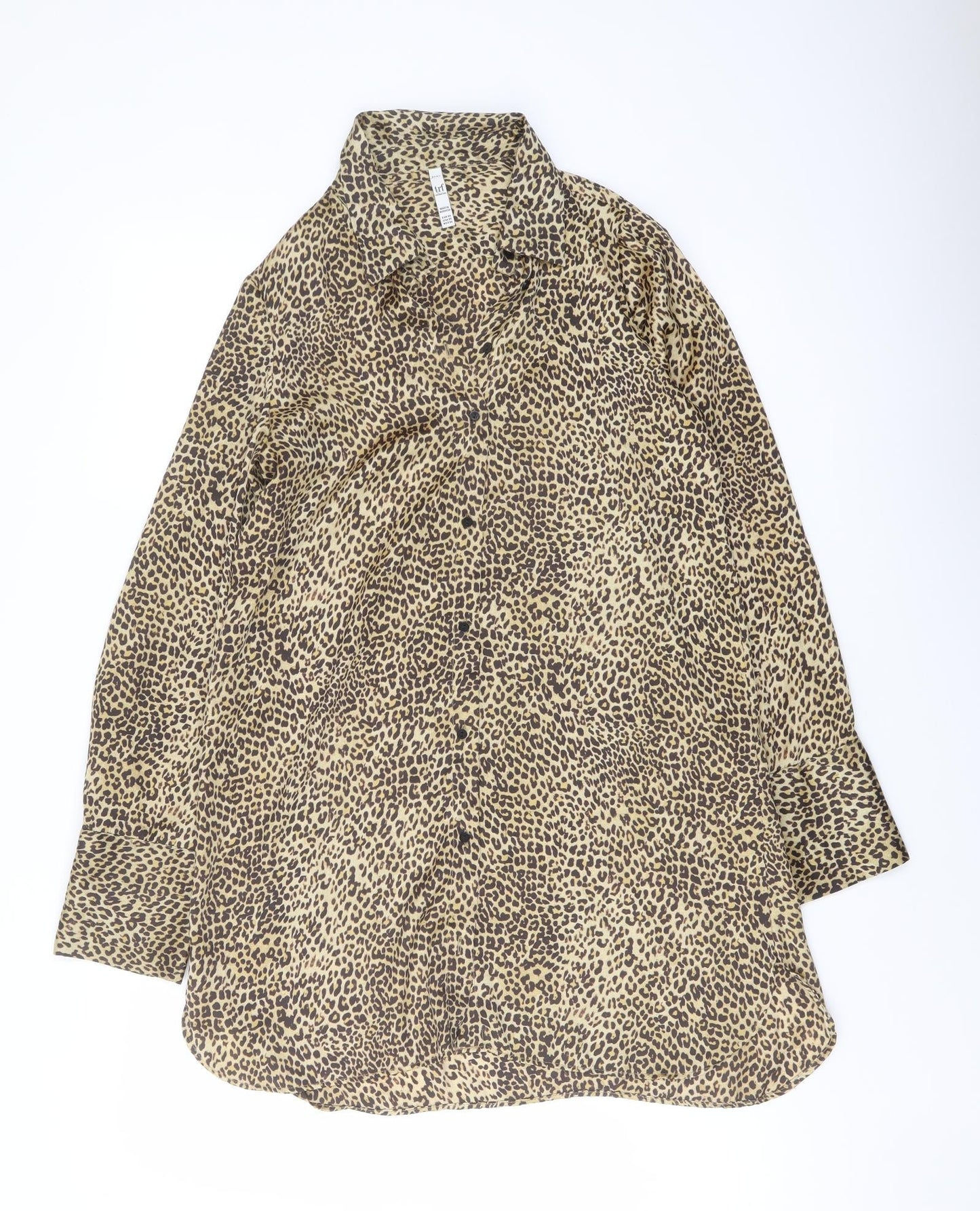Womens UK Size XS Zara Brown Tunic Button-Up