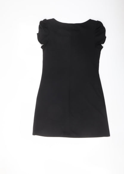 Miss Selfridge Womens Black Polyester A-Line Size 12 Boat Neck Pullover