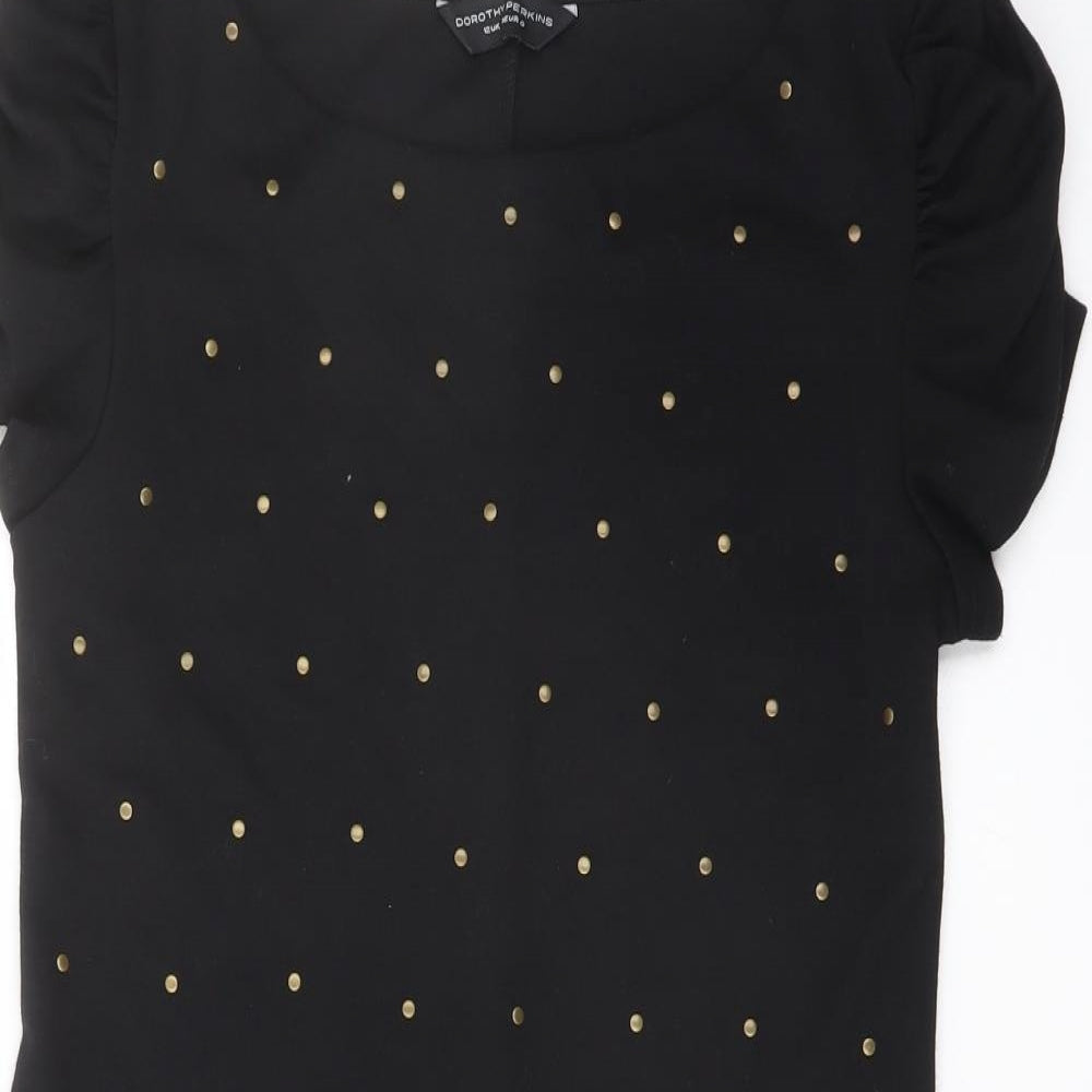 Miss Selfridge Womens Black Polyester A-Line Size 12 Boat Neck Pullover