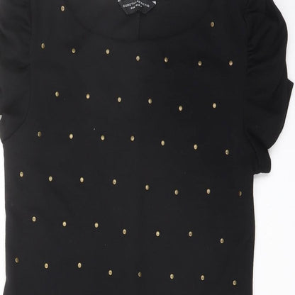 Miss Selfridge Womens Black Polyester A-Line Size 12 Boat Neck Pullover