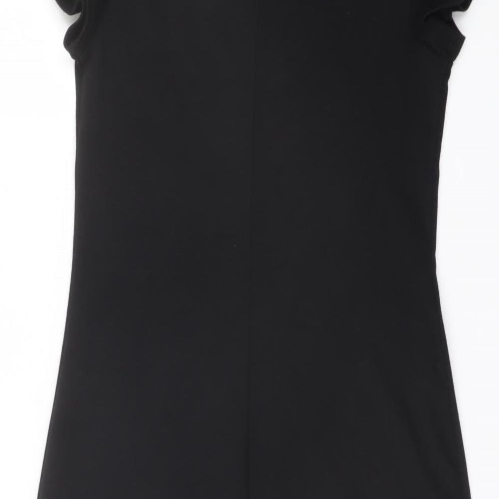 Miss Selfridge Womens Black Polyester A-Line Size 12 Boat Neck Pullover