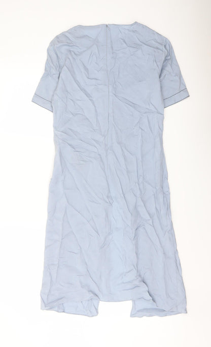 Zara Womens Blue Cupro Shift Size S Round Neck Zip