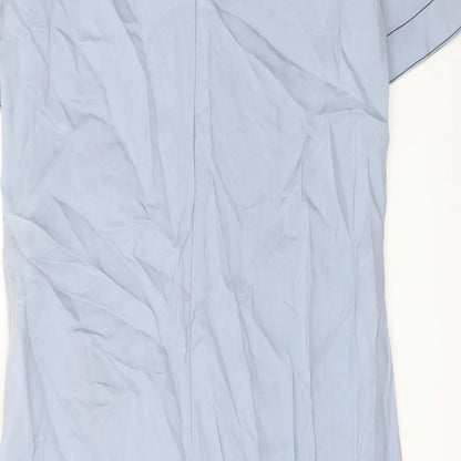 Zara Womens Blue Cupro Shift Size S Round Neck Zip