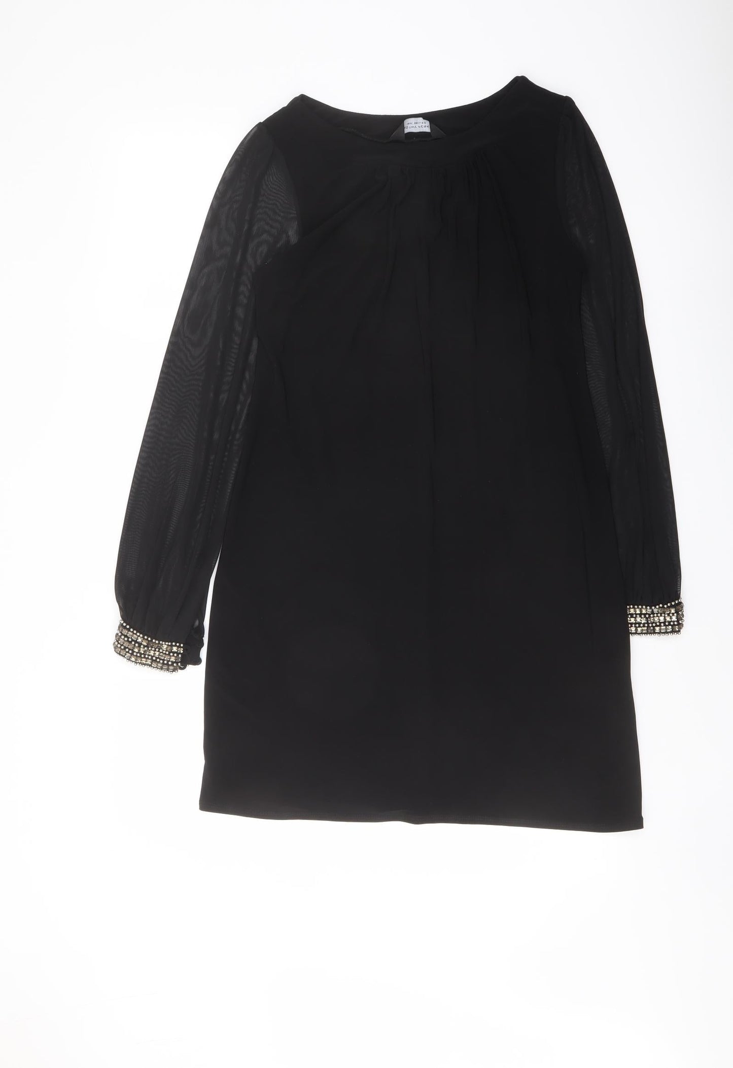 Dorothy Perkins Womens Black Polyester A-Line Size 10 Boat Neck Pullover