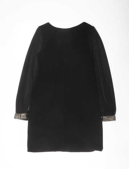 Dorothy Perkins Womens Black Polyester A-Line Size 10 Boat Neck Pullover