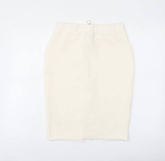 New Look Womens Ivory Polyester Bandage Skirt Size 12 Zip