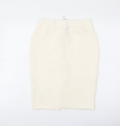 New Look Womens Ivory Polyester Bandage Skirt Size 12 Zip