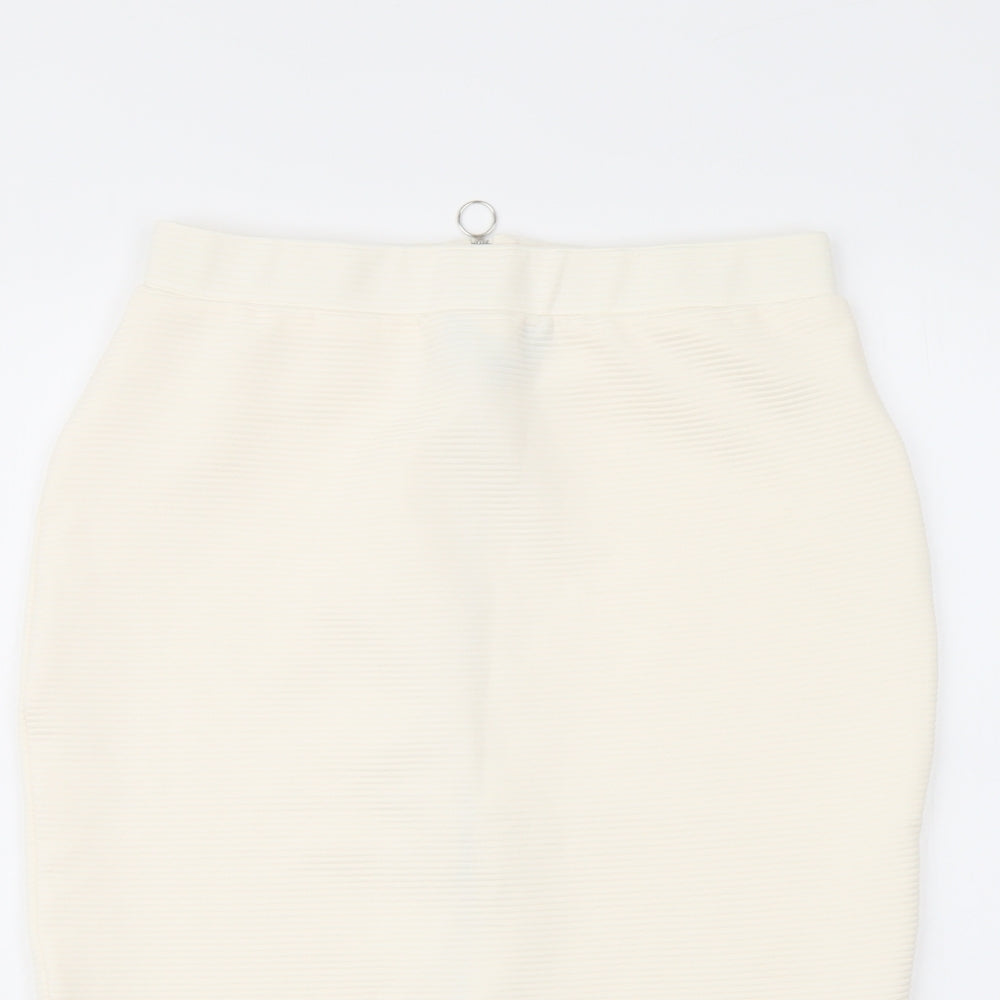 New Look Womens Ivory Polyester Bandage Skirt Size 12 Zip