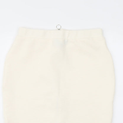 New Look Womens Ivory Polyester Bandage Skirt Size 12 Zip