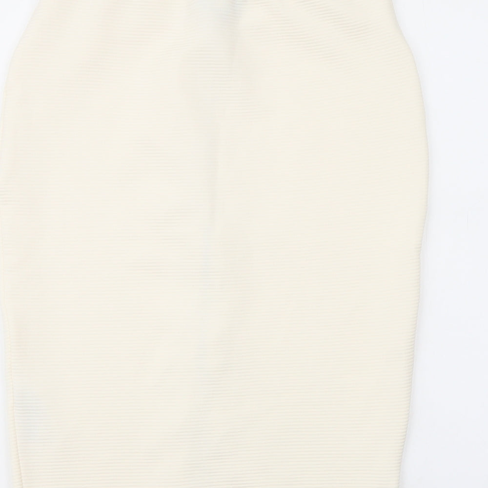 New Look Womens Ivory Polyester Bandage Skirt Size 12 Zip