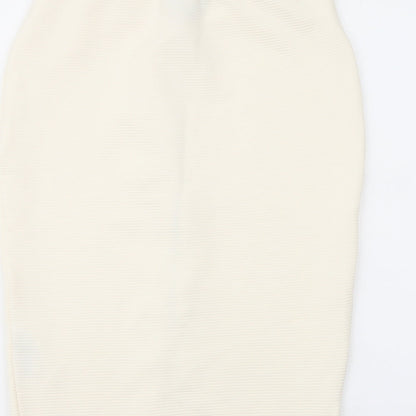 New Look Womens Ivory Polyester Bandage Skirt Size 12 Zip