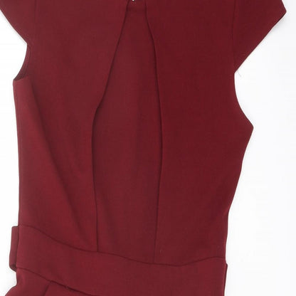 Vouley Vous Womens Red Polyester Mini Size 10 Round Neck Zip