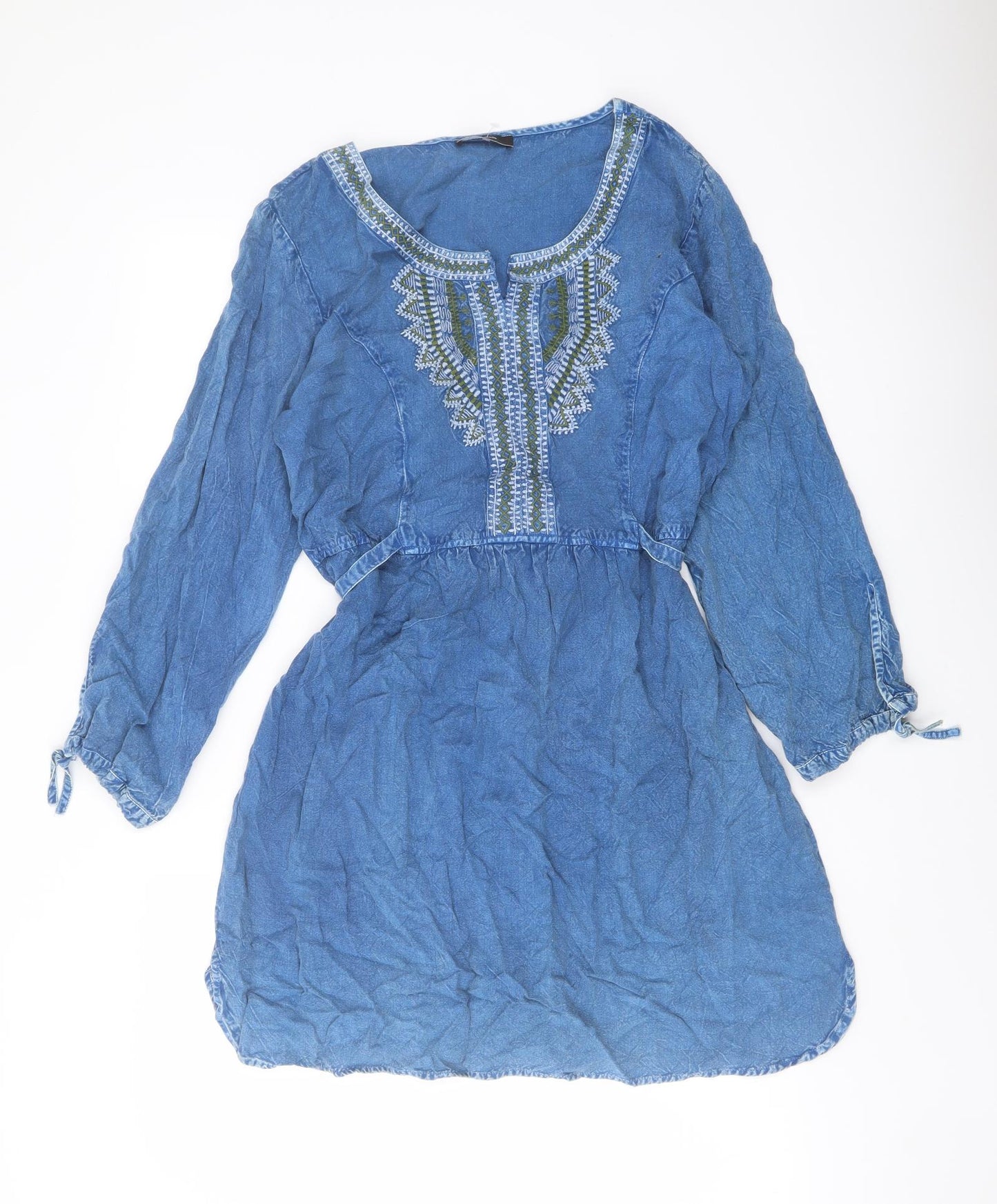 Klass Womens Blue Viscose A-Line Size 14 Round Neck Pullover