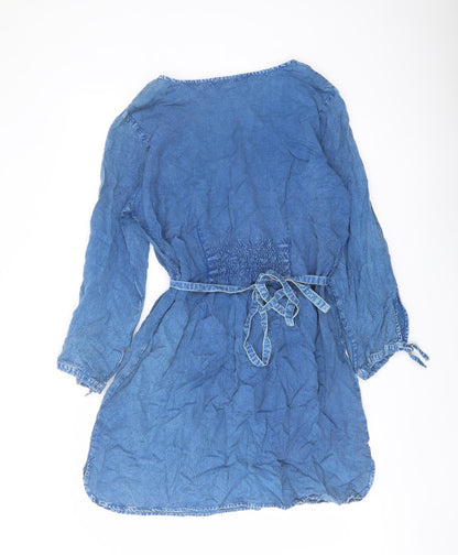 Klass Womens Blue Viscose A-Line Size 14 Round Neck Pullover