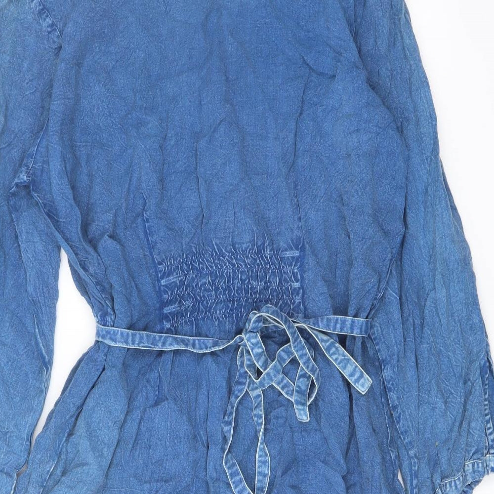 Klass Womens Blue Viscose A-Line Size 14 Round Neck Pullover