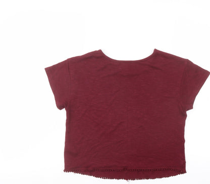 New Look Girls Red Polyester Basic Blouse Size 12-13 Years Round Neck Pullover