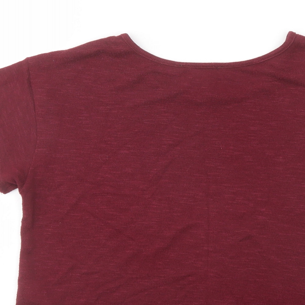 New Look Girls Red Polyester Basic Blouse Size 12-13 Years Round Neck Pullover